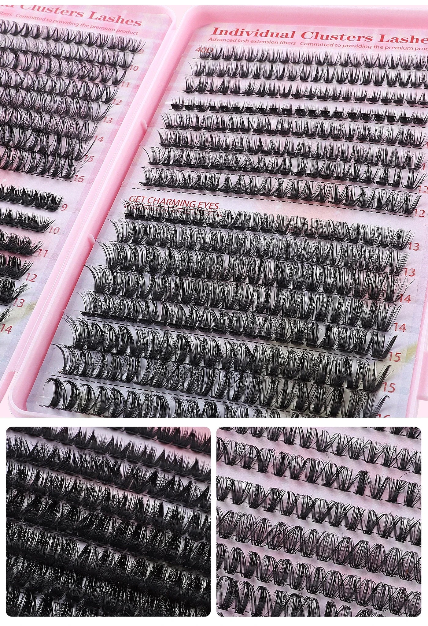 Lash Extension Kit 640 Pcs 3D Thick Fluffy Lash Clusters 30+40+50D 9-16mm Eyelash Set Individual Lashes with Bond and Remover