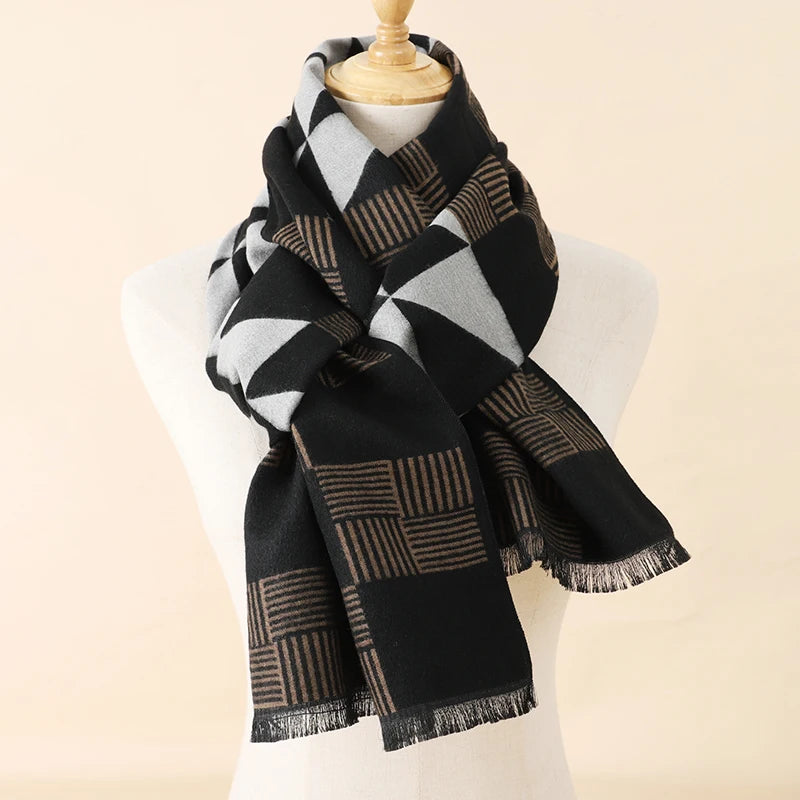 Men's Cotton Scarf Warm Neckerchief Patchwork Striped Scarves Soft Long Casual Male Bufanda Pashmina Shawl