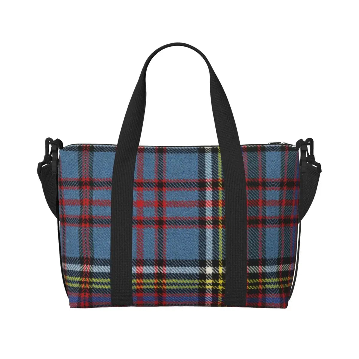 Custom Popular Tartan Plaid Beach Tote Bag for Women Extra Large Gym Carry On Geometric Gingham Check Texture Shopping Bags