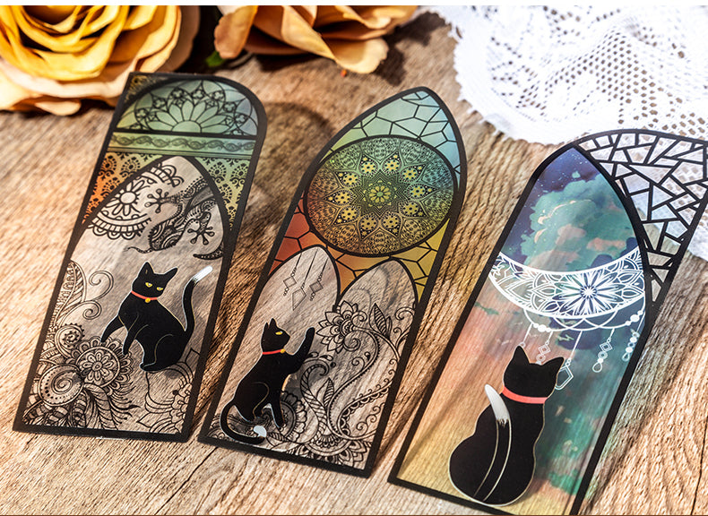 6 pcs/set Cute black cat daily series Bookmark PVC Matte Reading Book mark Retro Book Page Marker Stationery Supplies