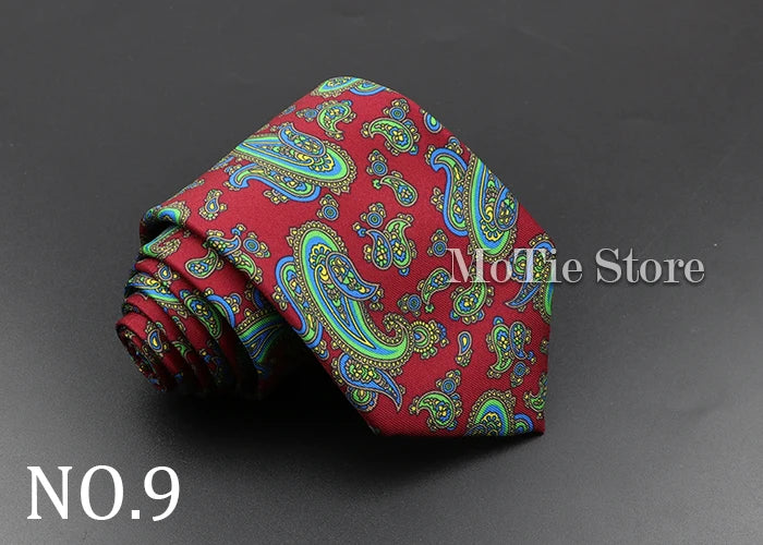 Men's Fashion Silk Tie 7.5cm Soft Novelty Necktie Blue Green Orange Color Ties For Men Dot Floral Bowtie Wedding Business Gift