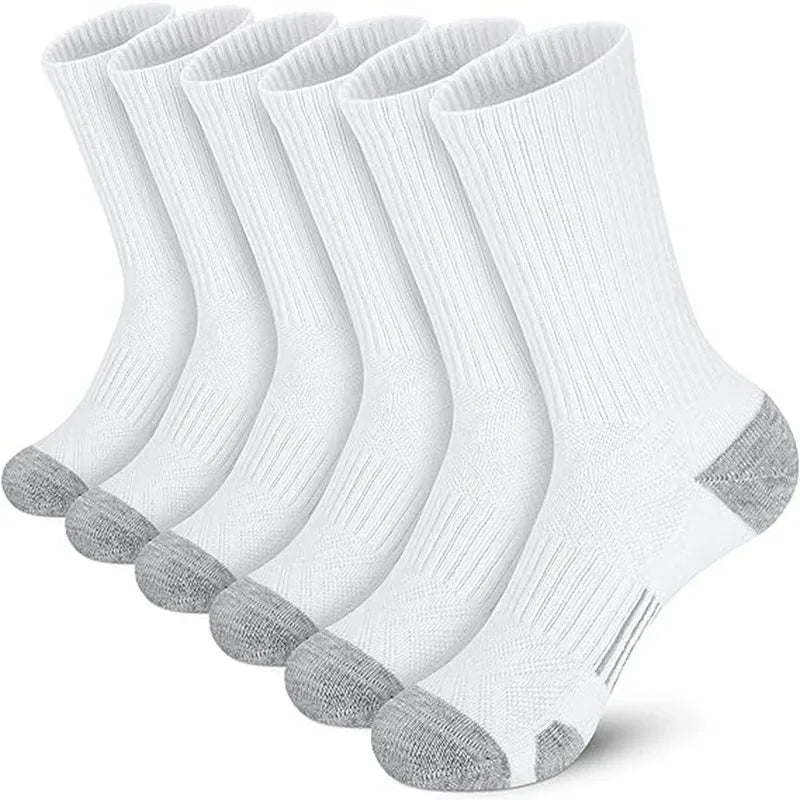 6 Pairs 2024 New Top Quality Men's Outdoor Socks High Long Tube Socks Breathable Soft Ground-Gripping White Black Football Socks