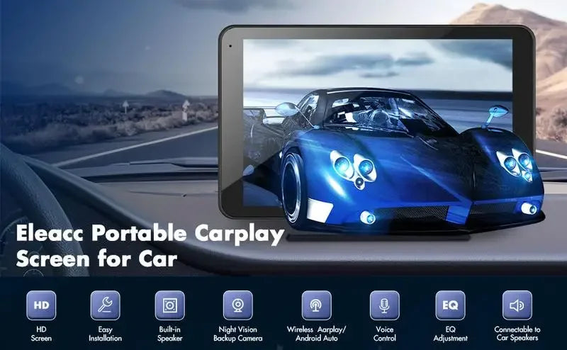 【Hieha】2024 Newest Portable Carplay Screen for Car, 7 Inch IPS Touchscreen Car Stereo Support Wireless Carplay