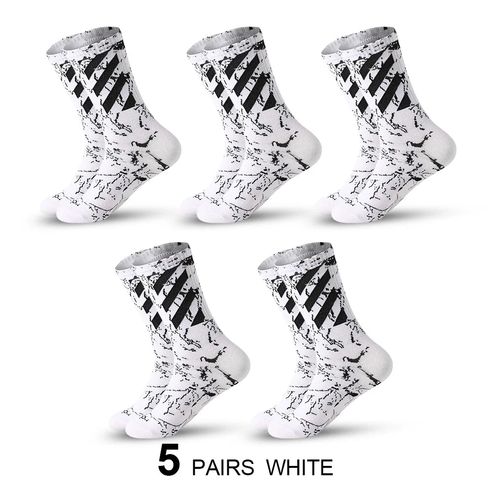 5 Pairs Men's High Rubber Band Waist Couple Mid Tube Sports Solid Socks Spring/Summer Basketball Socks Four Seasons street sock