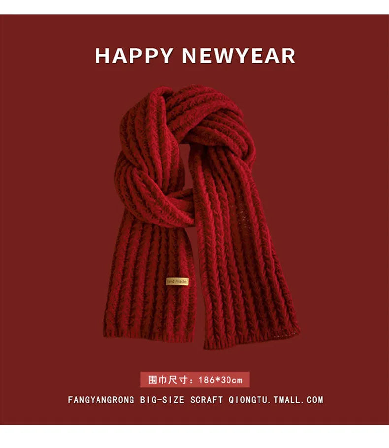 Ankela Red Scarf, Red Christmas Scarf, Winter Hot, 2024 New Style, Imitation Cashmere, Winter Warmth