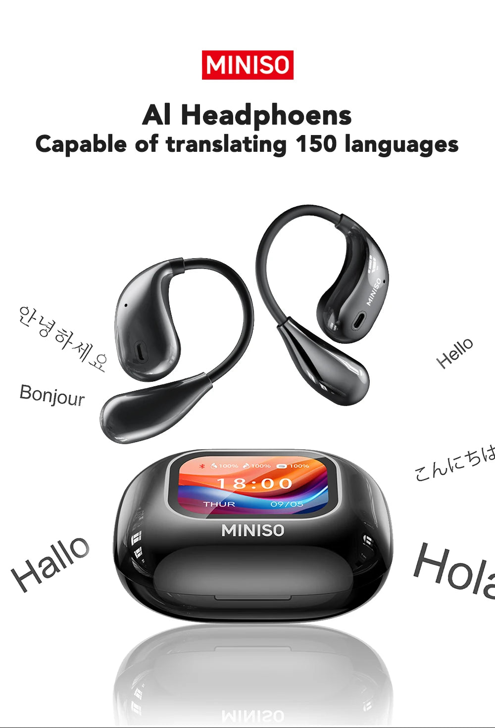 MINISO M95 Intelligent Wireless Headphones Face-to-Face Translation Bluetooth Earphones Wireless Earbuds Low Latency Headphones