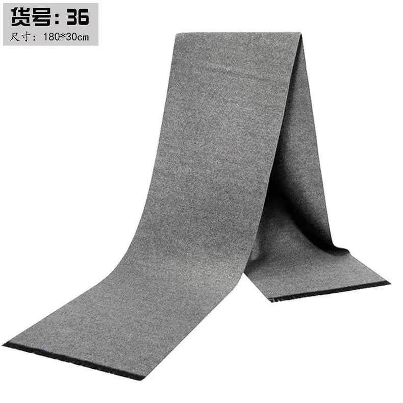 Classic Plaid Men Scarfs Winter Warm Cashmere Soft Scarf For Men Casual Business Neckerchief Black Gray Silk Scarves 30*180cm