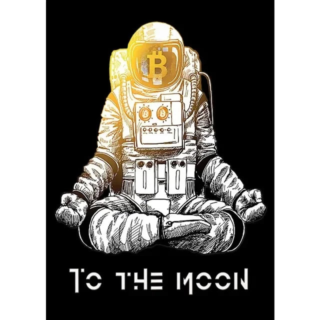 Crypto Astronaut Surfing Bitcoin Stock Market Poster Print  Funny Space Meme Wall Art Canvas Painting for Home Living Room Decor