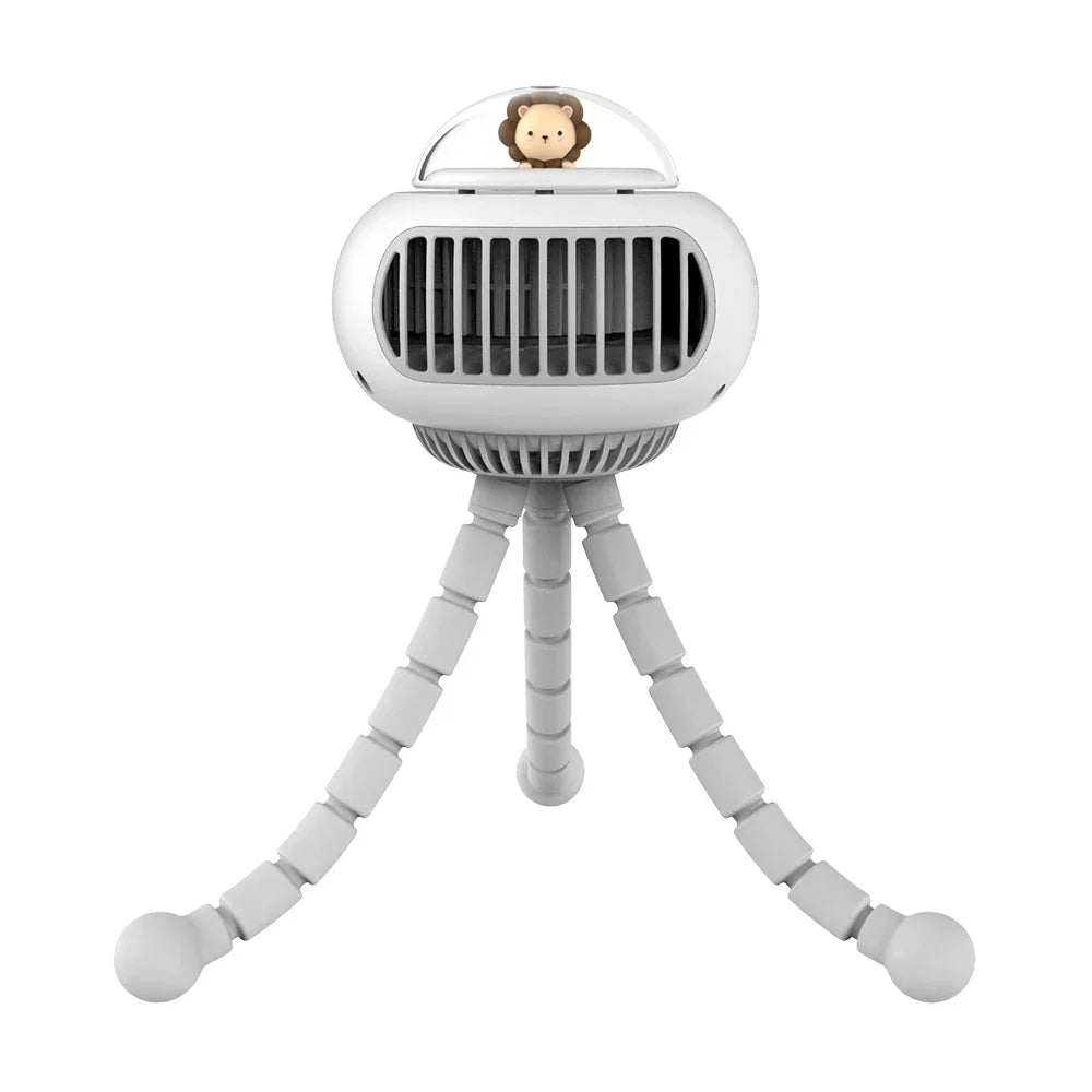 Mini Flexible Air Conditioner 3600mAh USB Chargeable Stroller Cooling Fan 130° Auto Rotation Quiet Wind Handheld for Outdoors