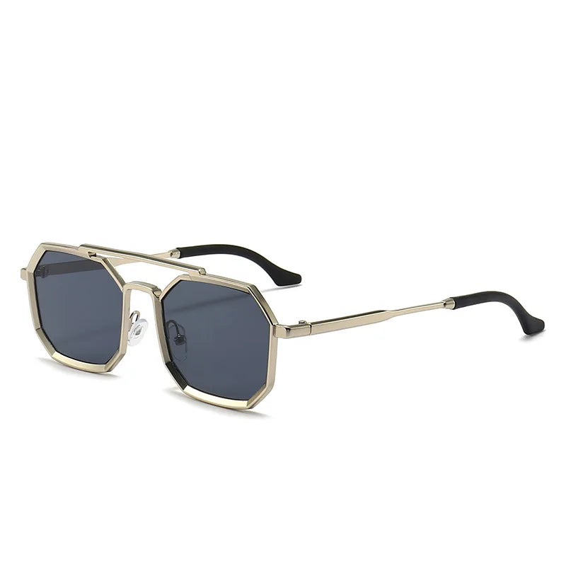 Metal Frames Sunglasses For Men Women Fashion Polygonal Double Bridges Sun Glasses Luxury Brand Outdoor Driving Eyewear