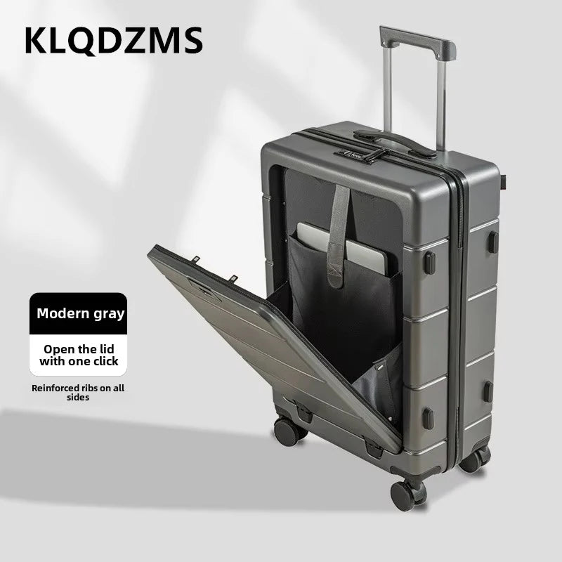 KLQDZMS 24"26Inch Laptop Suitcase 20" Front Opening Boarding Box ABS + PC Trolley Case USB Charging Carry-on Travel Luggage