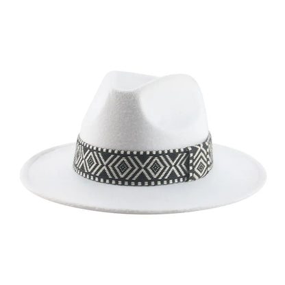 Spring and Autumn Wide-brimmed Woolen Hat, Jazz Bowler Hat, Bohemian National Style Square Band Festival Party Performance Hat