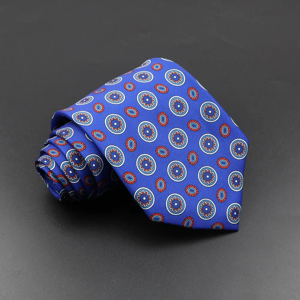 Men's Fashion Silk Tie 7.5cm Soft Novelty Necktie Blue Green Orange Color Ties For Men Dot Floral Bowtie Wedding Business Gift