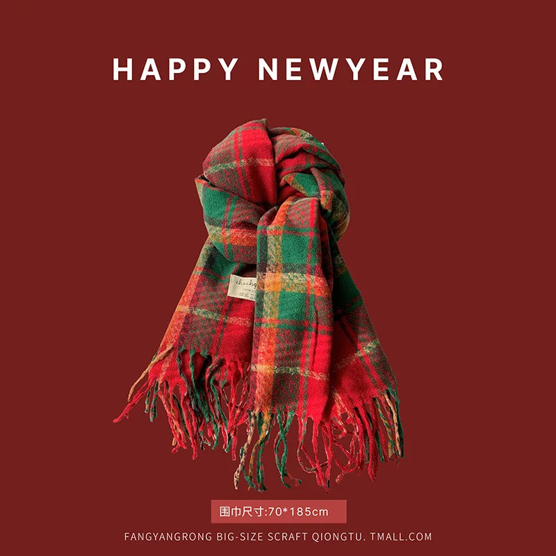 Ankela Red Scarf, Red Christmas Scarf, Winter Hot, 2024 New Style, Imitation Cashmere, Winter Warmth