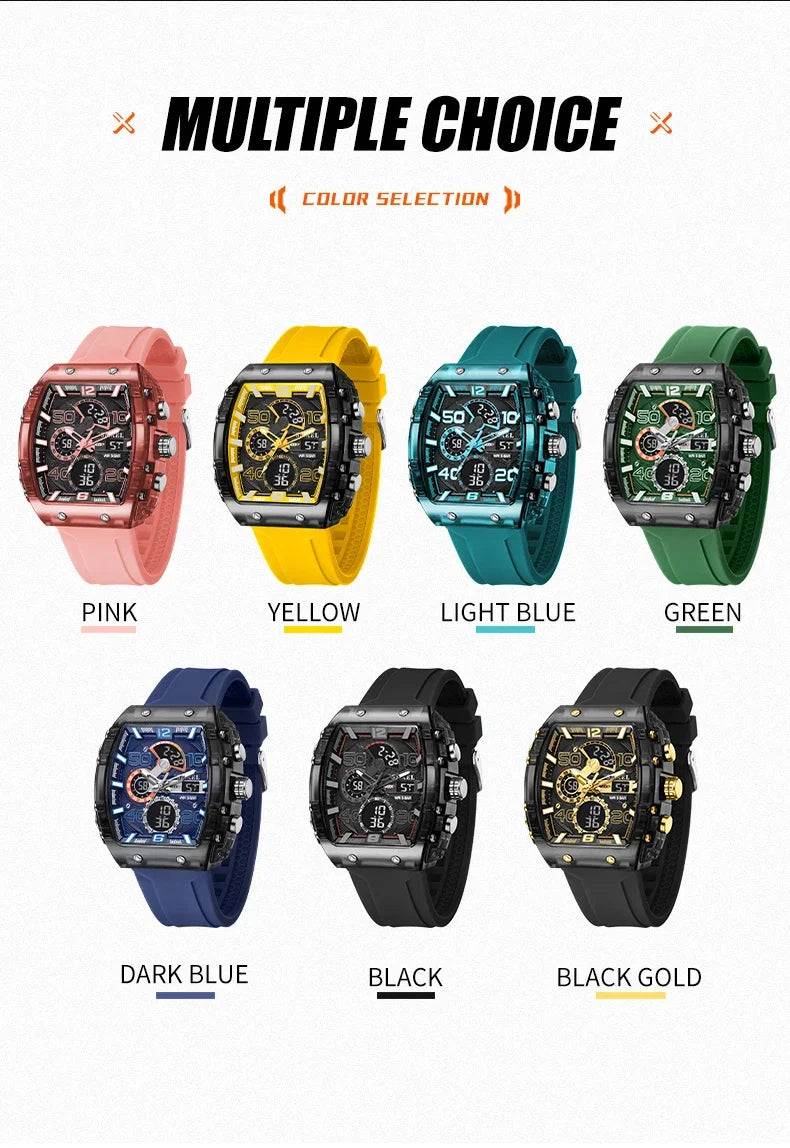 SMAEL 8109 Dual Display LED Night Light Leisure Student Electronic Watch New Men's Watch Multifunctional Sports 50M Waterproof