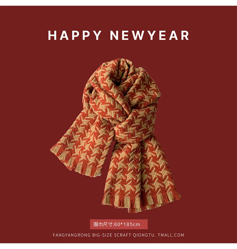 Ankela Red Scarf, Red Christmas Scarf, Winter Hot, 2024 New Style, Imitation Cashmere, Winter Warmth