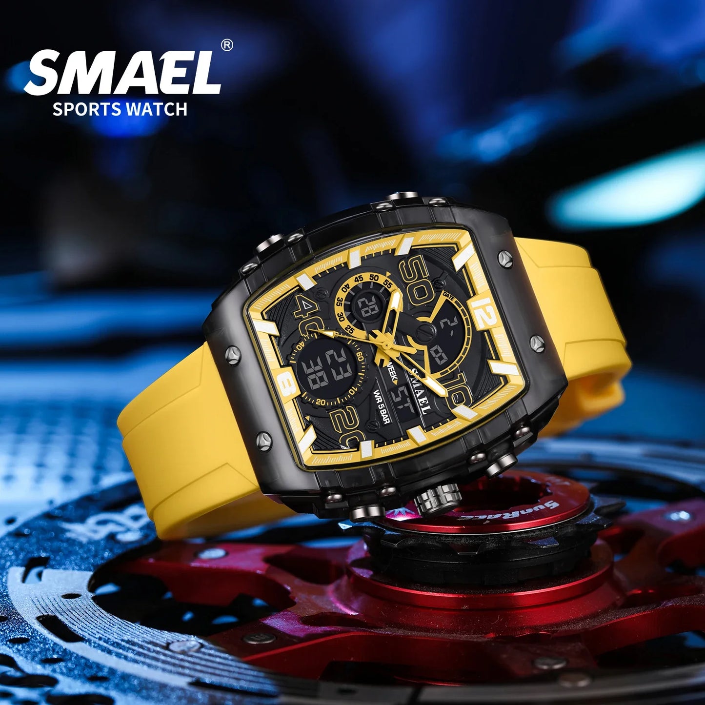 SMAEL 8109 Dual Display LED Night Light Leisure Student Electronic Watch New Men's Watch Multifunctional Sports 50M Waterproof