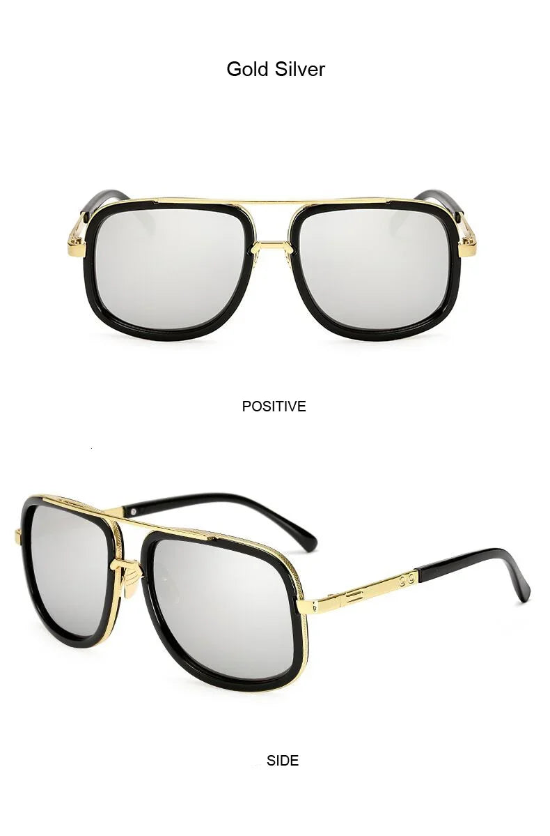 Classic Brand Designer Flat Top Mirror Sun Glasses Square Gold Male Female Superstar Oversized Men Sunglasses Women Glasses