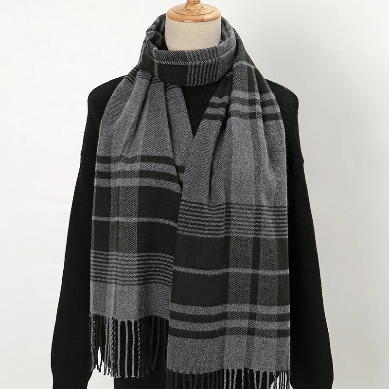 2024 New Classic Stripe Plaid Tassel Long Scarfs For Unisex Mature Warm Windproof Neck Scarf Casual Outdoor Scarf Warps