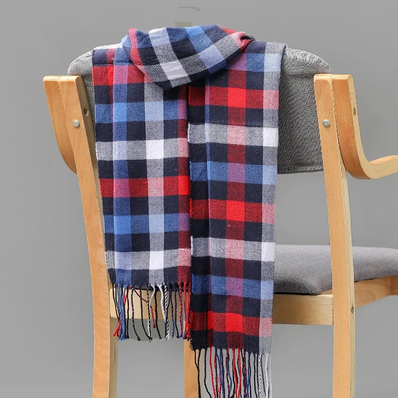 Unisex Imitation Cashmere Plaid Scarf Soft Solid Women Winter Shawl New Wrap Bandana Pashmina Tassel Thicken Warm Neckerchief