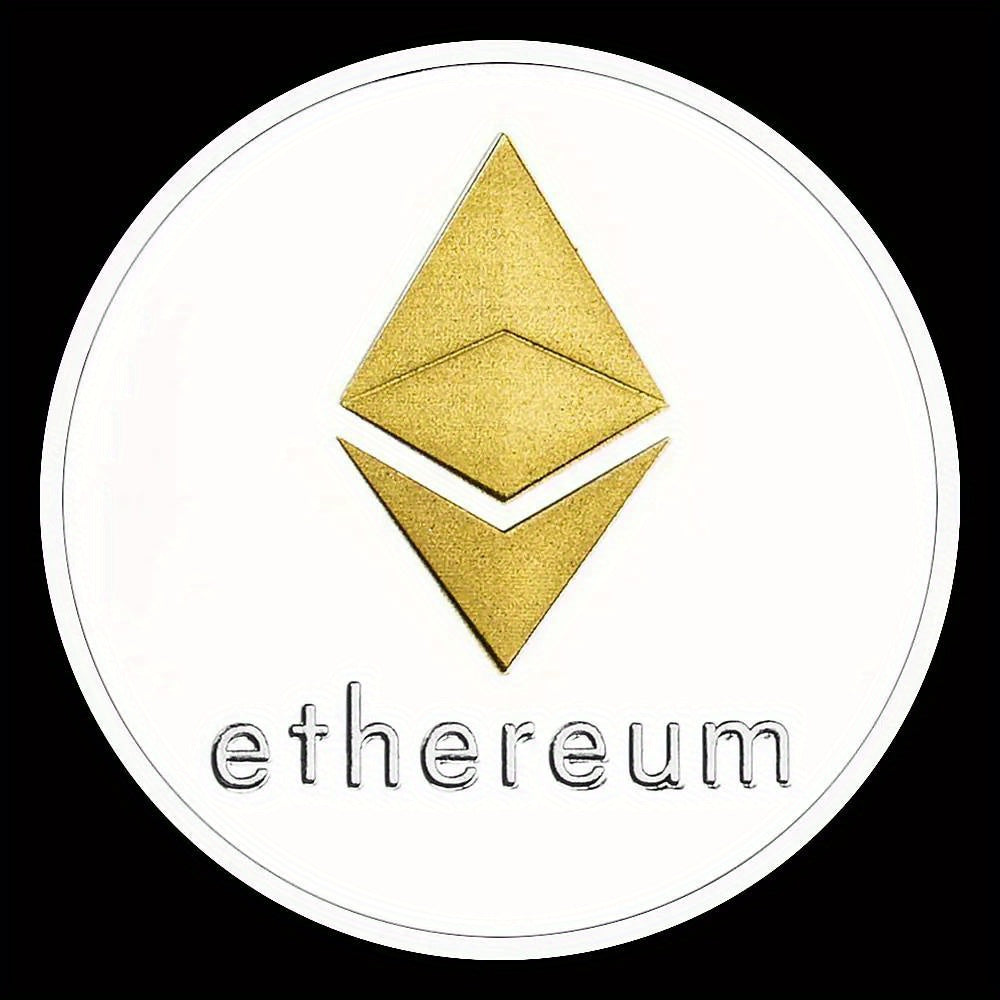 Ethereum Coin Souvenir Commemorative Silvery Plated Collectibles Coin Challenge Coin ETH Physical Cryptocurrency Crypto Coin