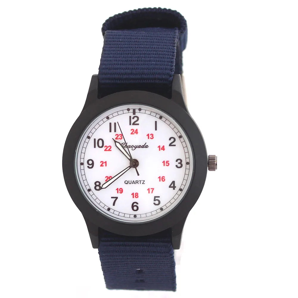 Chaoyada Boys Men Students Sports Quartz Watches Girls Water Resistant Gifts Clock Kids Canvas Fashion Wristwatches