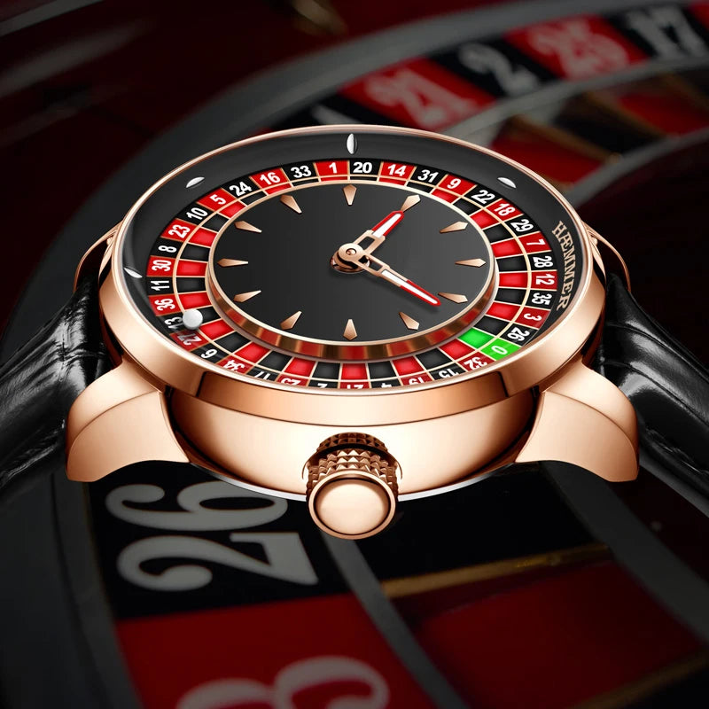 HAEMMER high-end design new mechanical watch NH35 rotating dial Las Vegas roulette desktop theme men's luminous waterproof watch