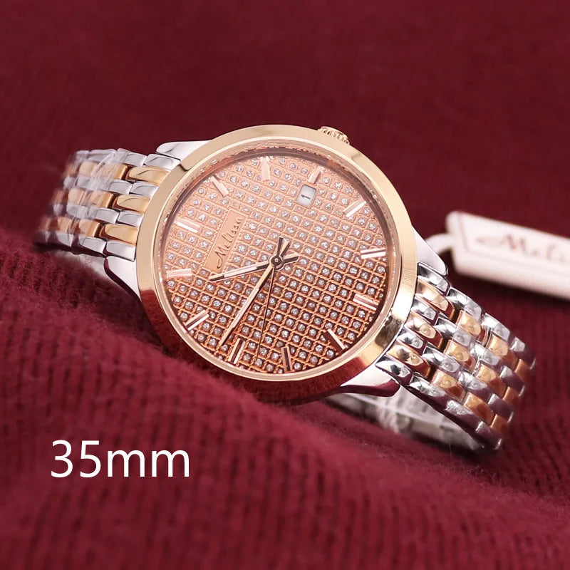 SALE!!! Discount Melissa Ceramic Crystal Rotating Rose Camellia Flower Women's Watch Fashion Luxury Girl Birthday Gift