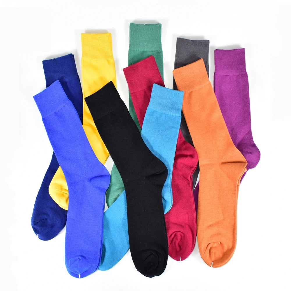 5/10 Pairs Men's Socks Cotton Breathable and Sweatproof Multicolor Four Seasons High Quality Black Dress Men's Crew Socks