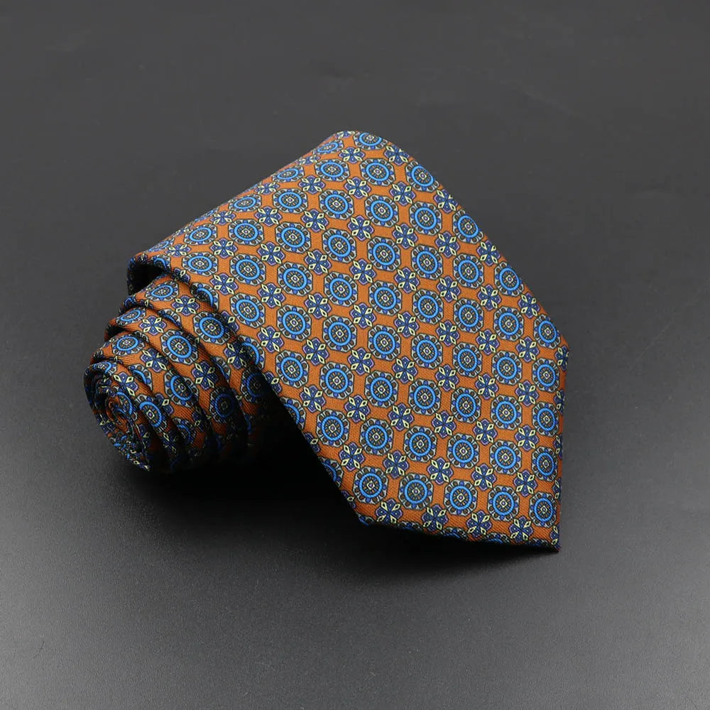 Men's Fashion Silk Tie 7.5cm Soft Novelty Necktie Blue Green Orange Color Ties For Men Dot Floral Bowtie Wedding Business Gift