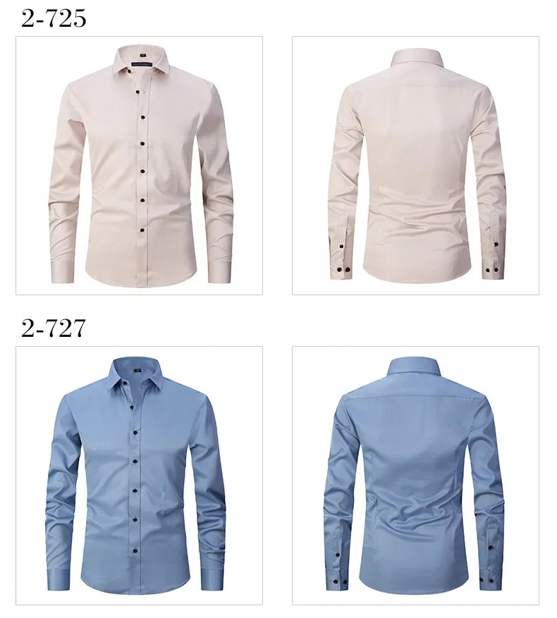 Spring Men's Social Shirt Slim Business Dress Shirts Male Long Sleeve Casual Formal Elegant Shirt Blouses Tops ManBrand Clothe