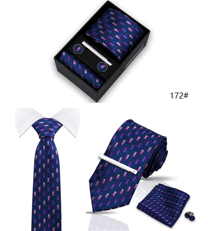 Tie Set For Men Silk Necktie Wedding Cufflinks Box Gift Tie Clip Men Pocket Square Necktie Luxury Business Gravatas