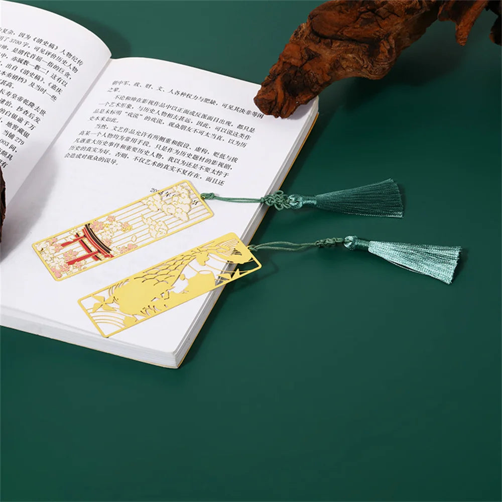 1pcs Chinese Style Bookmarks Retro Metal Bookmark School Supplies Reading Accessories Aesthetic Stationery Book Lover Gifts