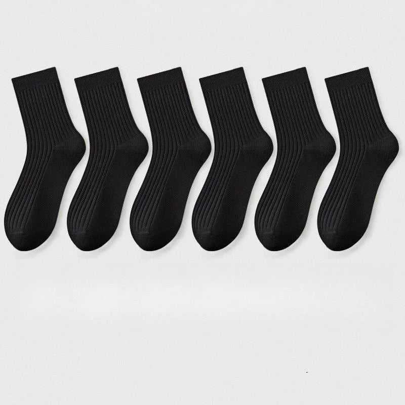 3pairs Men's Cotton Socks Casual Breathable Men's Solid Color Black High-Quality Socks Office Business Sok