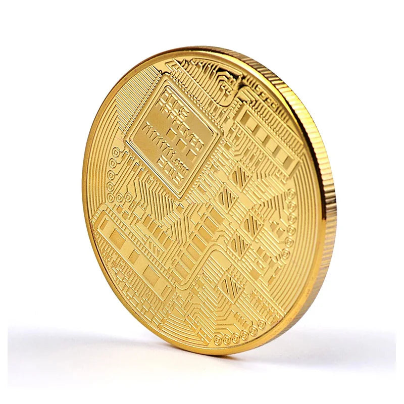 5PCS Gold Plated Bitcoin Coin Collectible Art Collection Gift Physical Commemorative Casascius crypto coin Metal AntiqueImitation