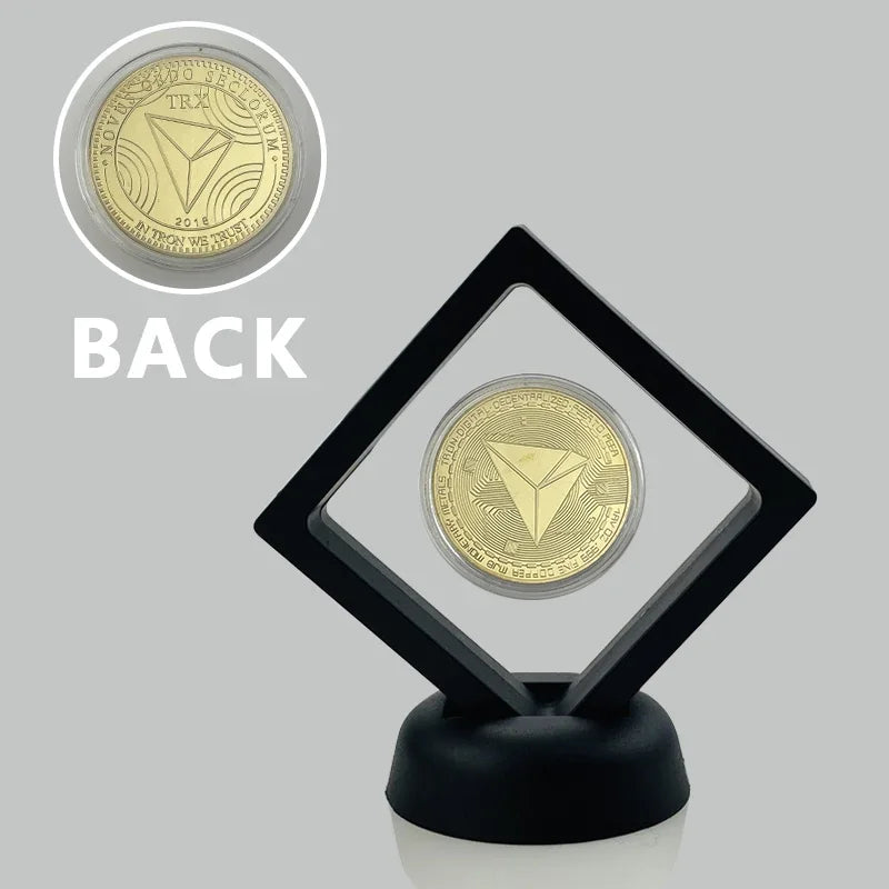 New Product Commemoration Coin Dogecoin Ethereum BNB TRX Ripple Cardano Crypto Bitcoin Litecoin Cryptocurrency With Nice Stand