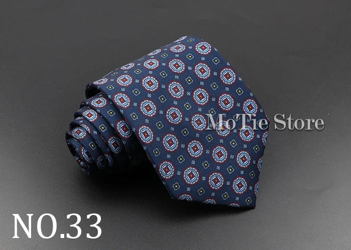 Men's Fashion Silk Tie 7.5cm Soft Novelty Necktie Blue Green Orange Color Ties For Men Dot Floral Bowtie Wedding Business Gift