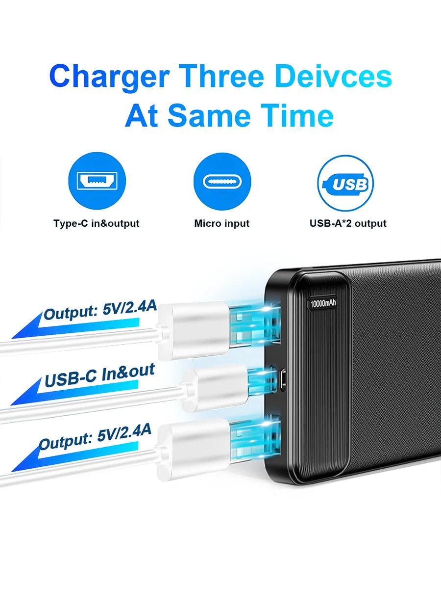 Eaget 10000mAh Power Bank 22.5W PD Fast Charging Powerbank Portable Battery Charger for iPhone 16Pro 15 14 13 Xiaomi Poco