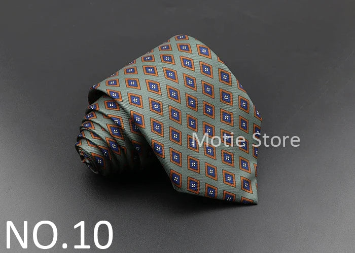 Men's Fashion Silk Tie 7.5cm Soft Novelty Necktie Blue Green Orange Color Ties For Men Dot Floral Bowtie Wedding Business Gift