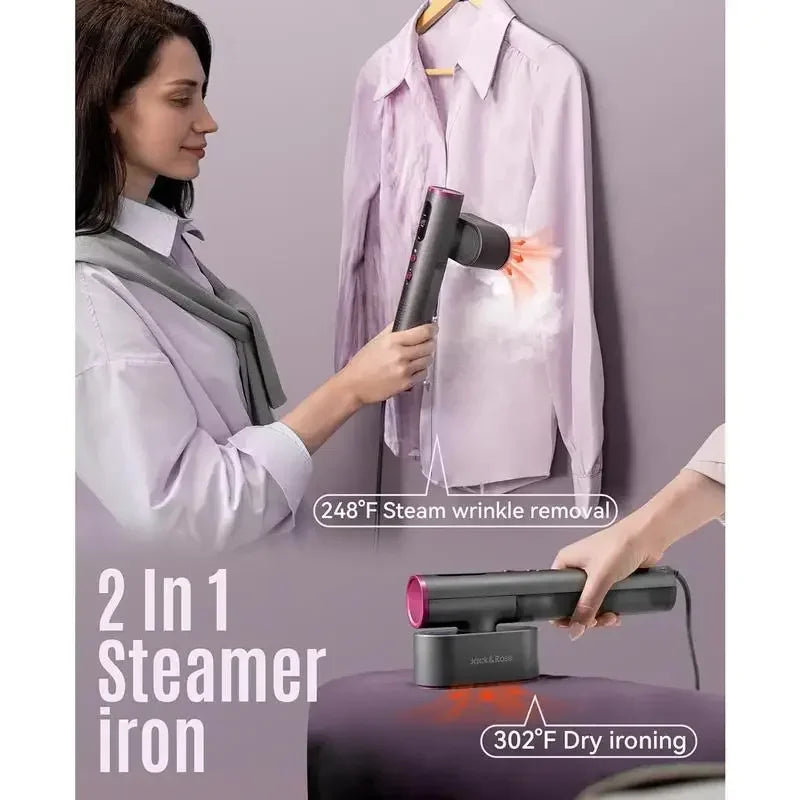 Steamer for Clothes,100V-240V Wide Voltage Travel Garment Steamer,15s Fast Heat Up, Clothes Steamer 2 In 1,2 Levels Steam