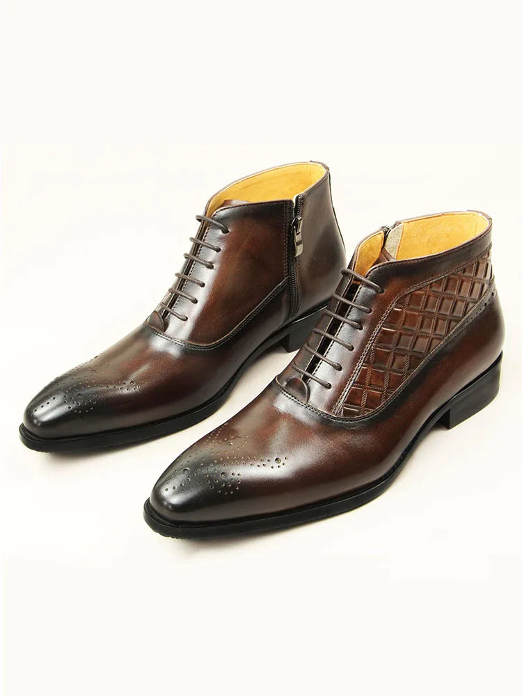 Luxury Men Boots Real Cowhide Leather Shoes For Successful Gentalman Suit Design Pure Handmade Fashion High Quality Male's Boots