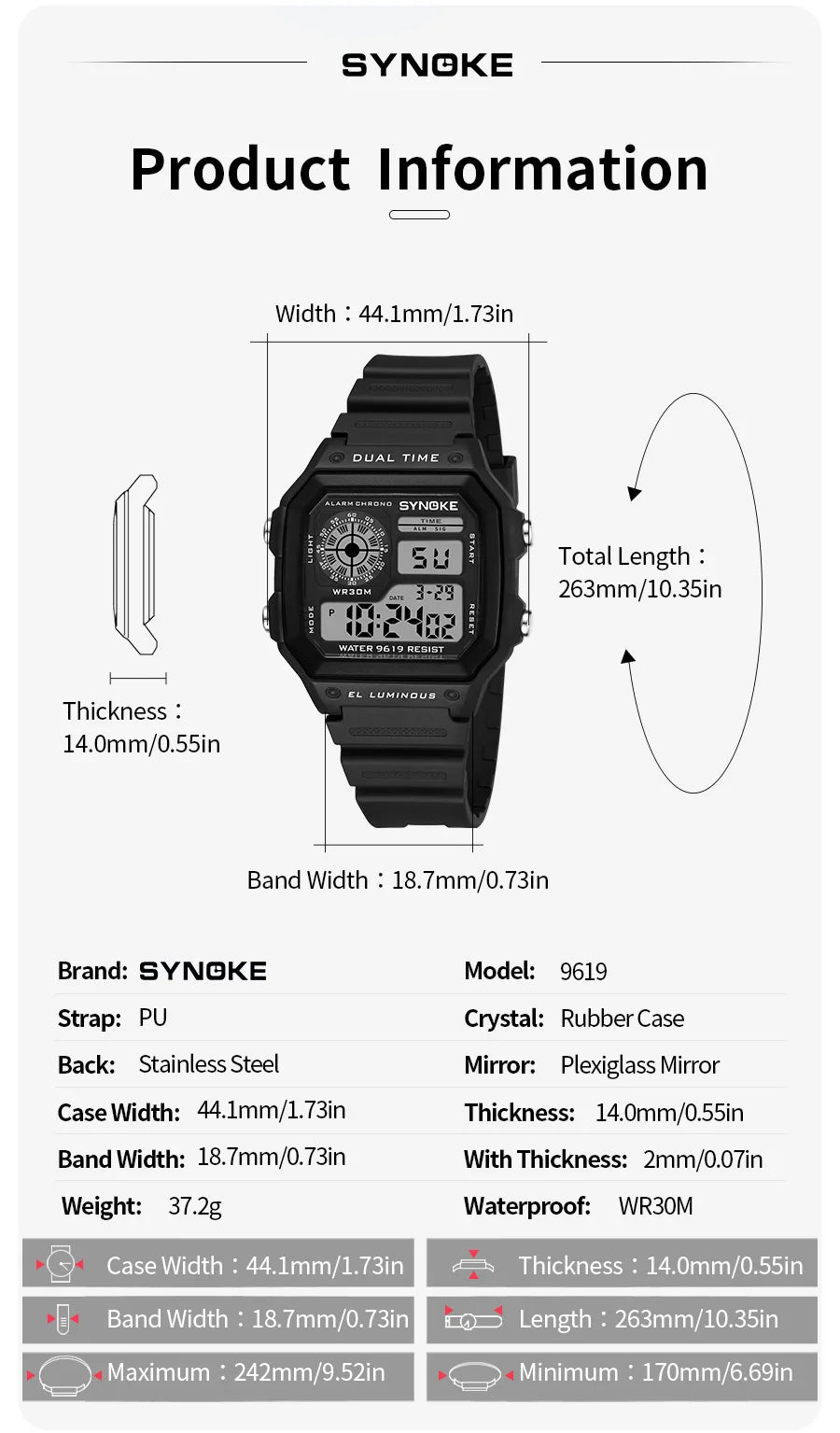 SYNOKE Outdoor Military Digital Watch For Men Fashion Retro Men Watch Sports Waterproof Men Watch Multifunctional Luminous