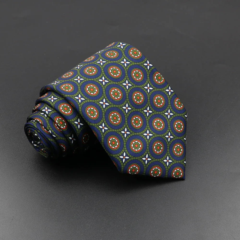 Men's Fashion Silk Tie 7.5cm Soft Novelty Necktie Blue Green Orange Color Ties For Men Dot Floral Bowtie Wedding Business Gift