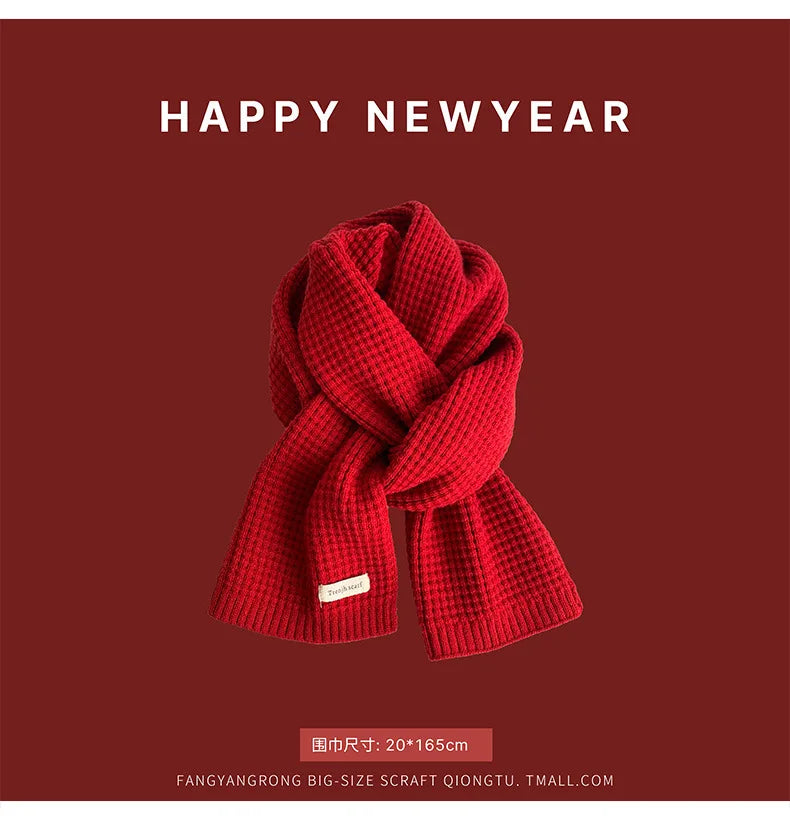 Ankela Red Scarf, Red Christmas Scarf, Winter Hot, 2024 New Style, Imitation Cashmere, Winter Warmth