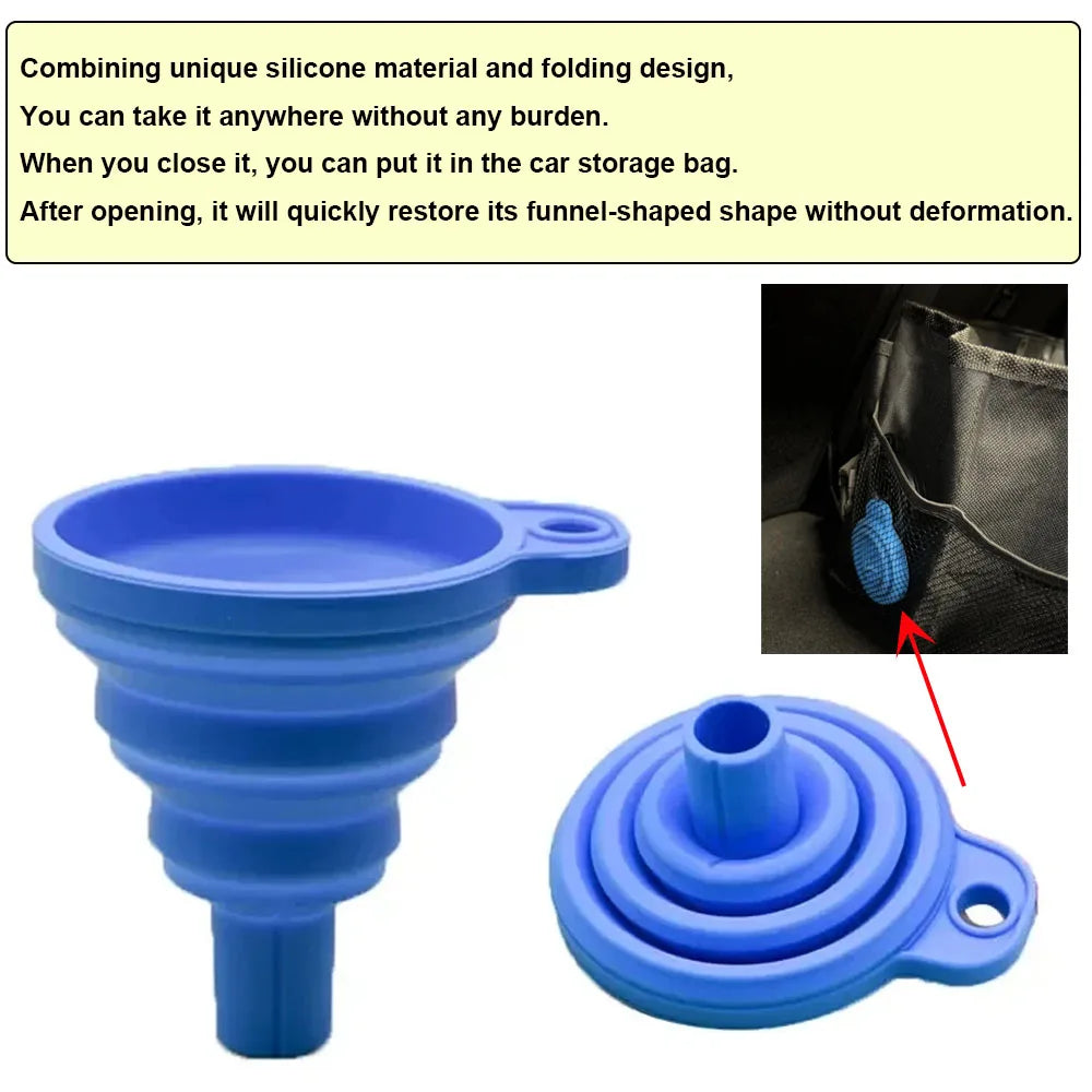 Engine Funnel Car Universal Silicone Liquid Funnel Washer Fluid Change Foldable Portable Auto Engine Oil Petrol Change Funnel