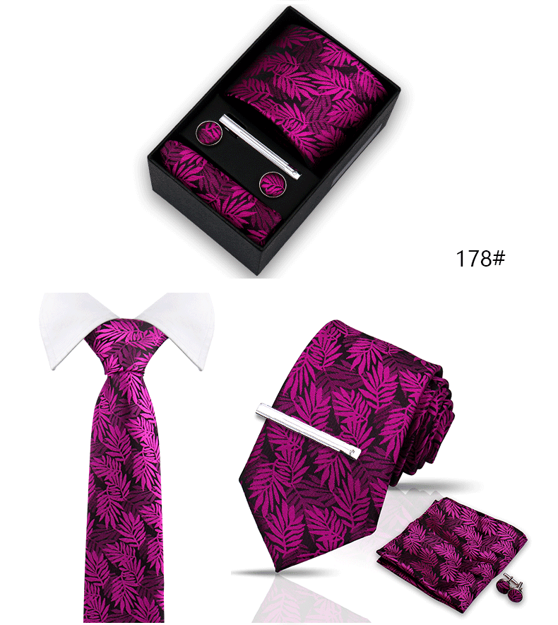 Tie Set For Men Silk Necktie Wedding Cufflinks Box Gift Tie Clip Men Pocket Square Necktie Luxury Business Gravatas