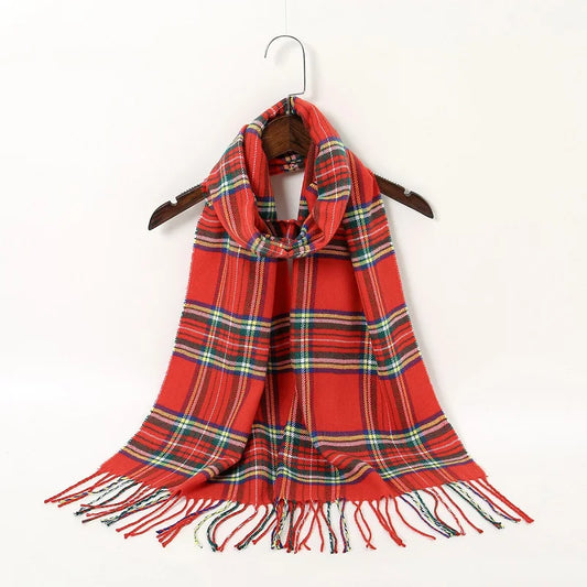 New Cashmere Scarf Red Plaid Tassel Shawl Scarves English Fringe Scarf Winter Warm Blanket 2024 New Soft Pashmina Scarf