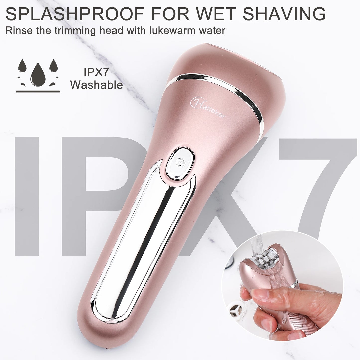 Hatteker Electric Epilator Hair Removal for Women 3 in 1 Shaver for Legs Arms Underarms Bikini Public Hair Wet Dry Razor