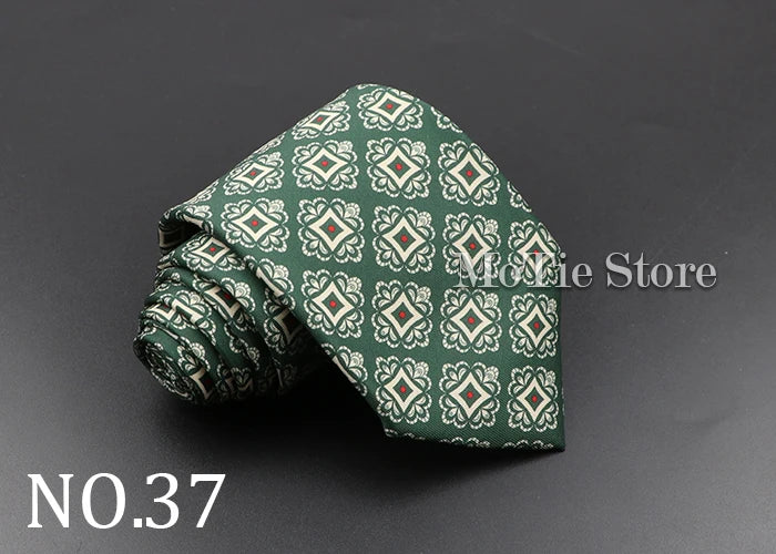 Men's Fashion Silk Tie 7.5cm Soft Novelty Necktie Blue Green Orange Color Ties For Men Dot Floral Bowtie Wedding Business Gift