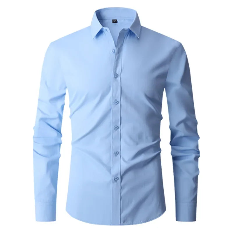 Men's Classic Long Sleeve Standard-fit Dress Shirts Formal Business Social Simple Basic Design White Work Office Casual Shirt